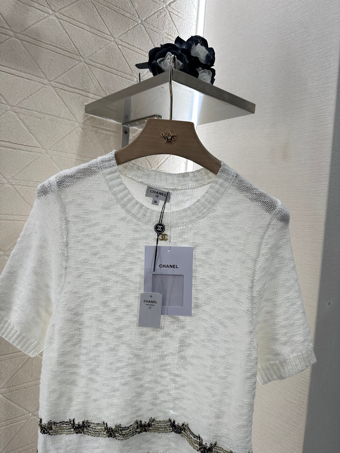 2025 new product Embroidered knitted short sleeves