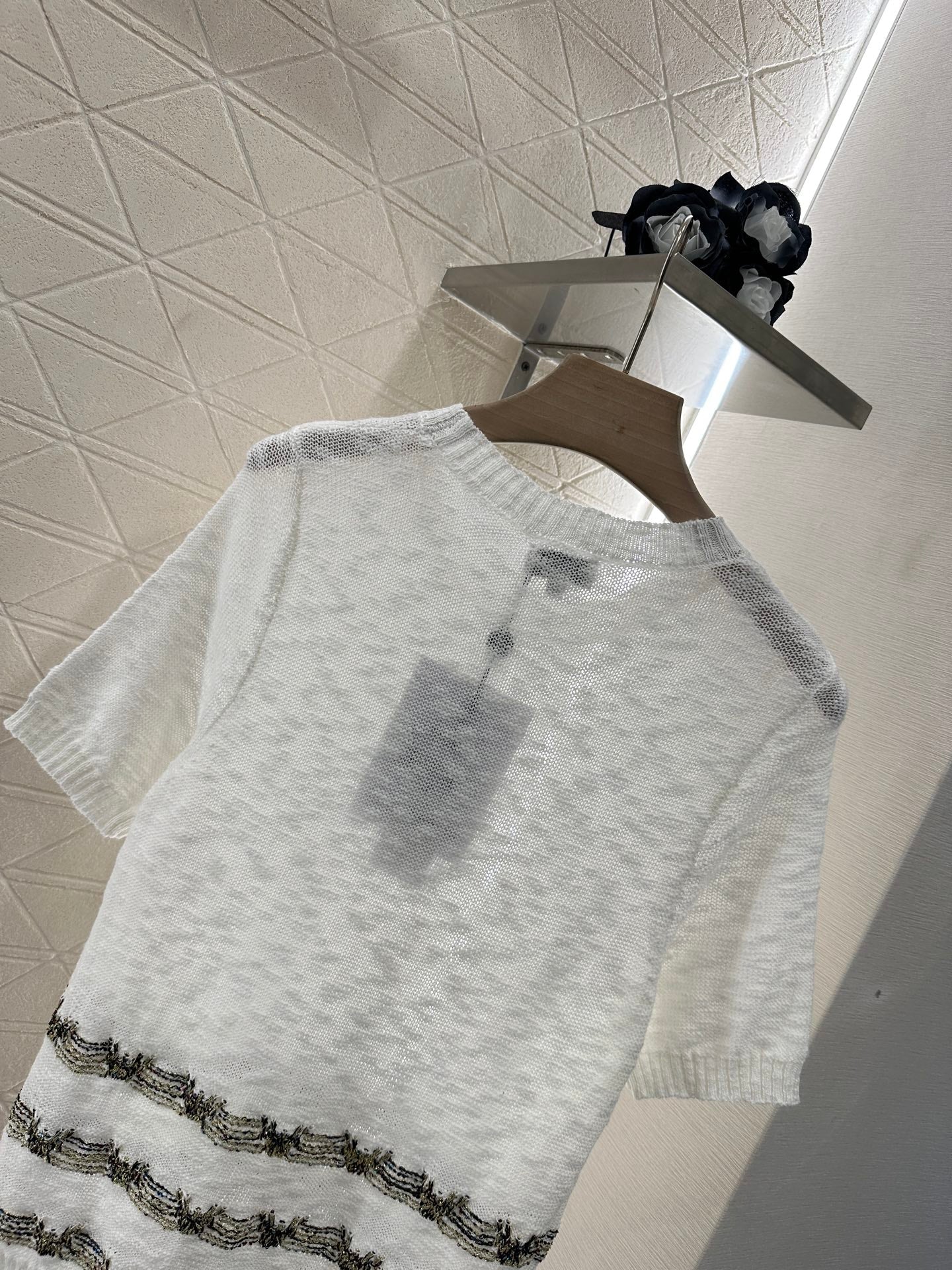 2025 new product Embroidered knitted short sleeves