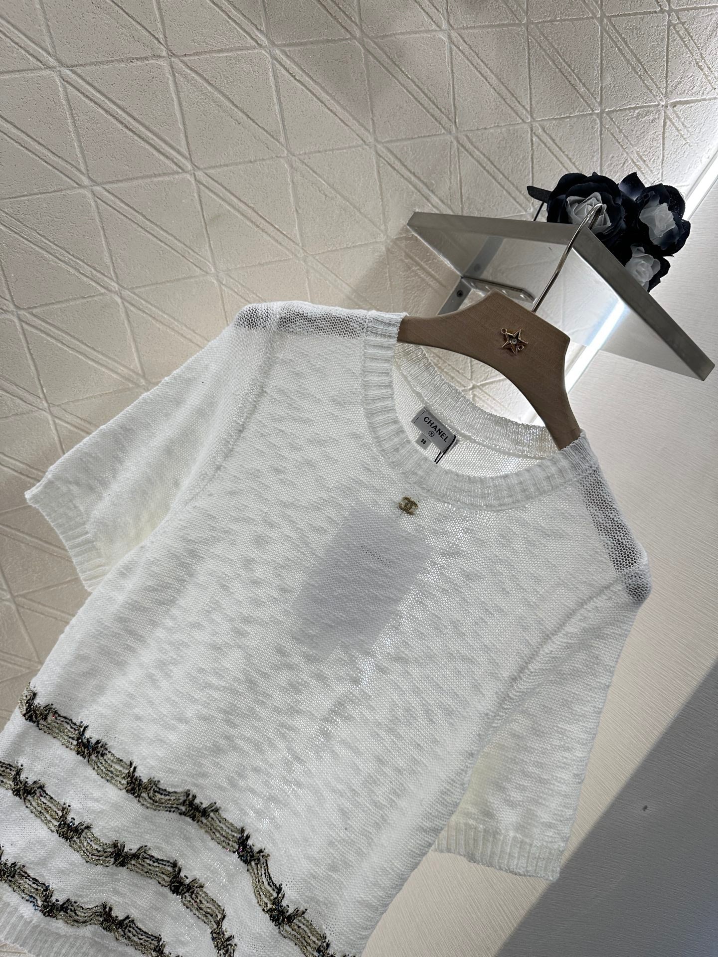 2025 new product Embroidered knitted short sleeves
