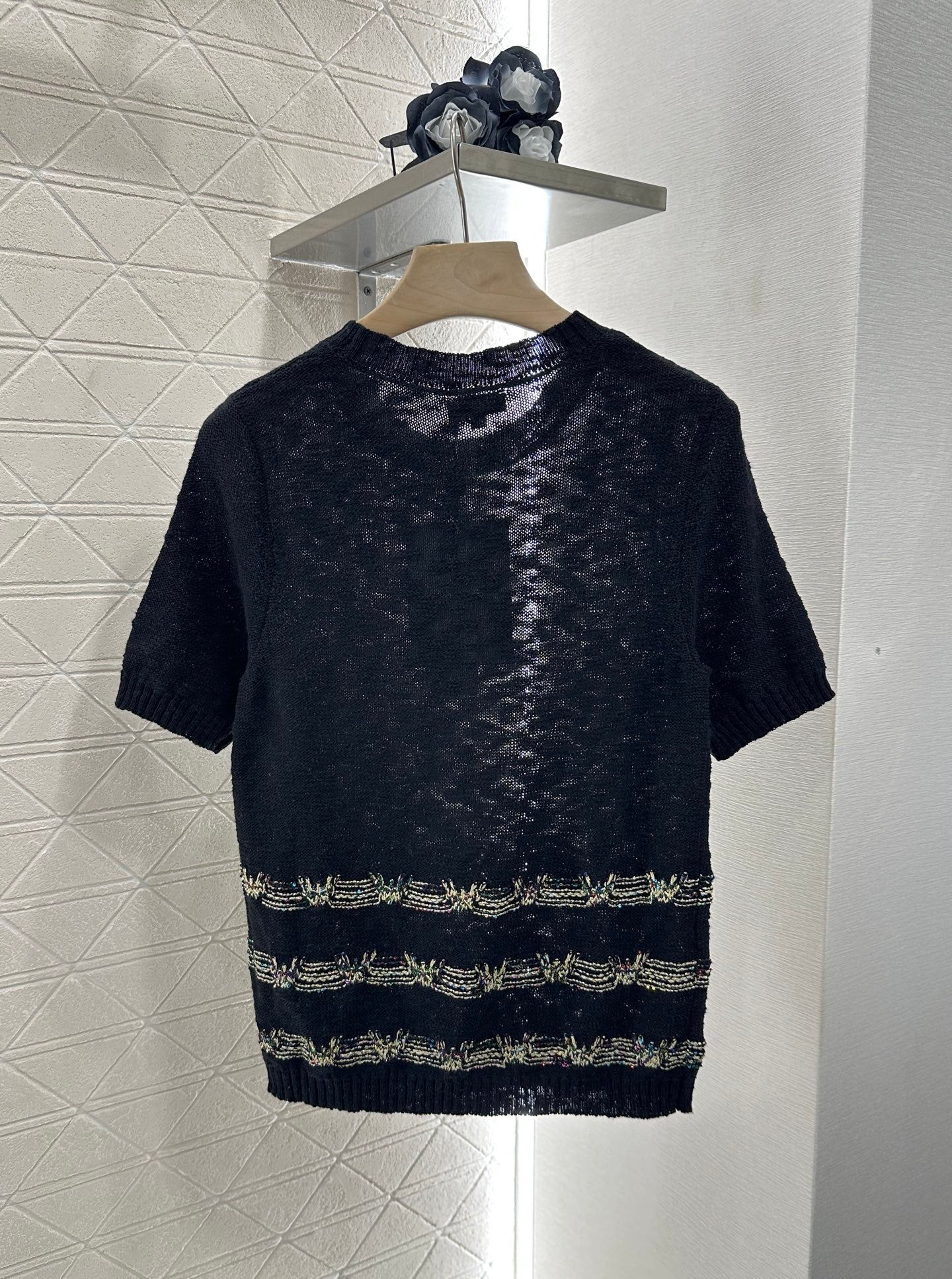 2025 new product Embroidered knitted short sleeves