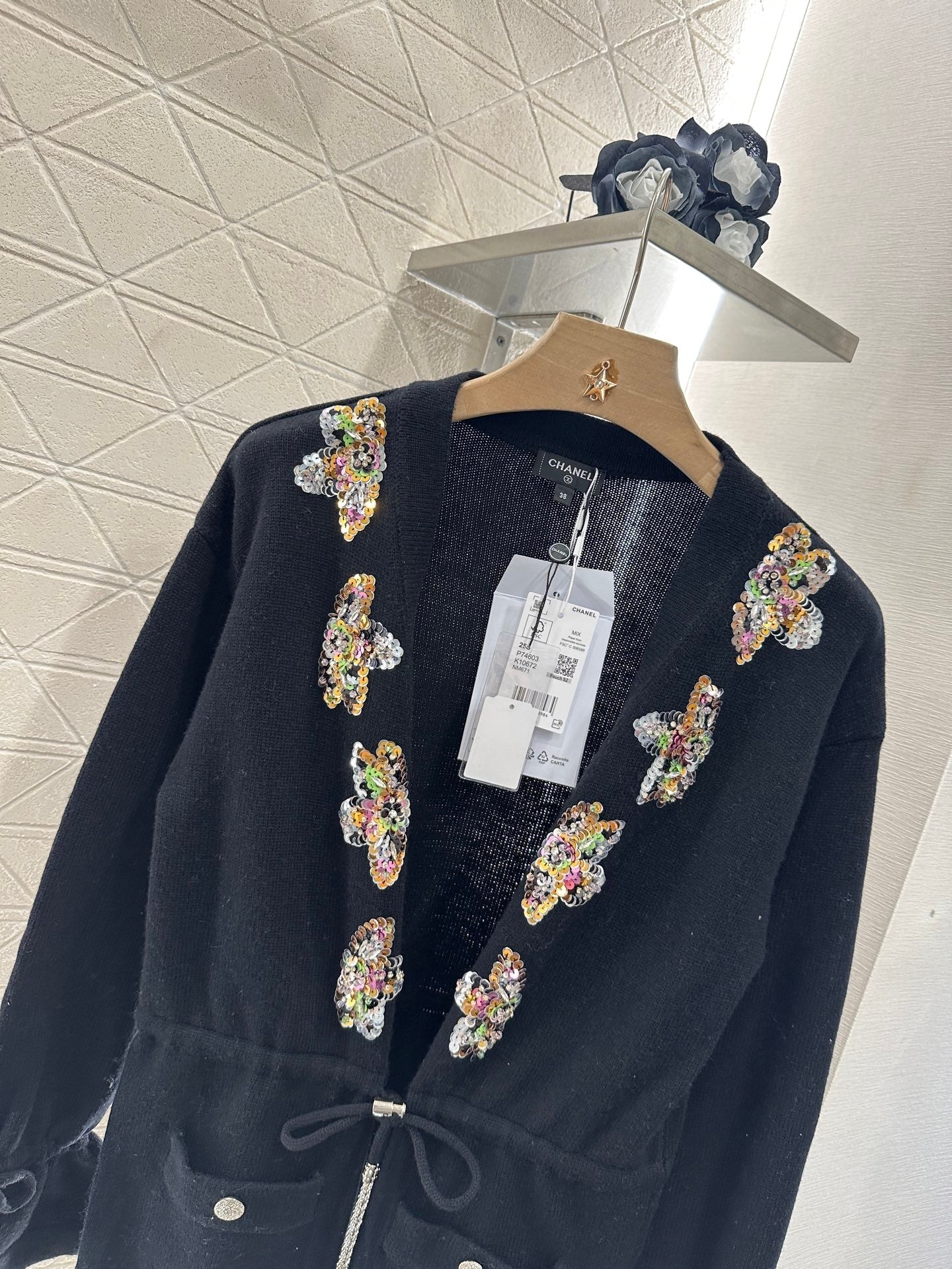 2025 new product Beaded knitted cardigan