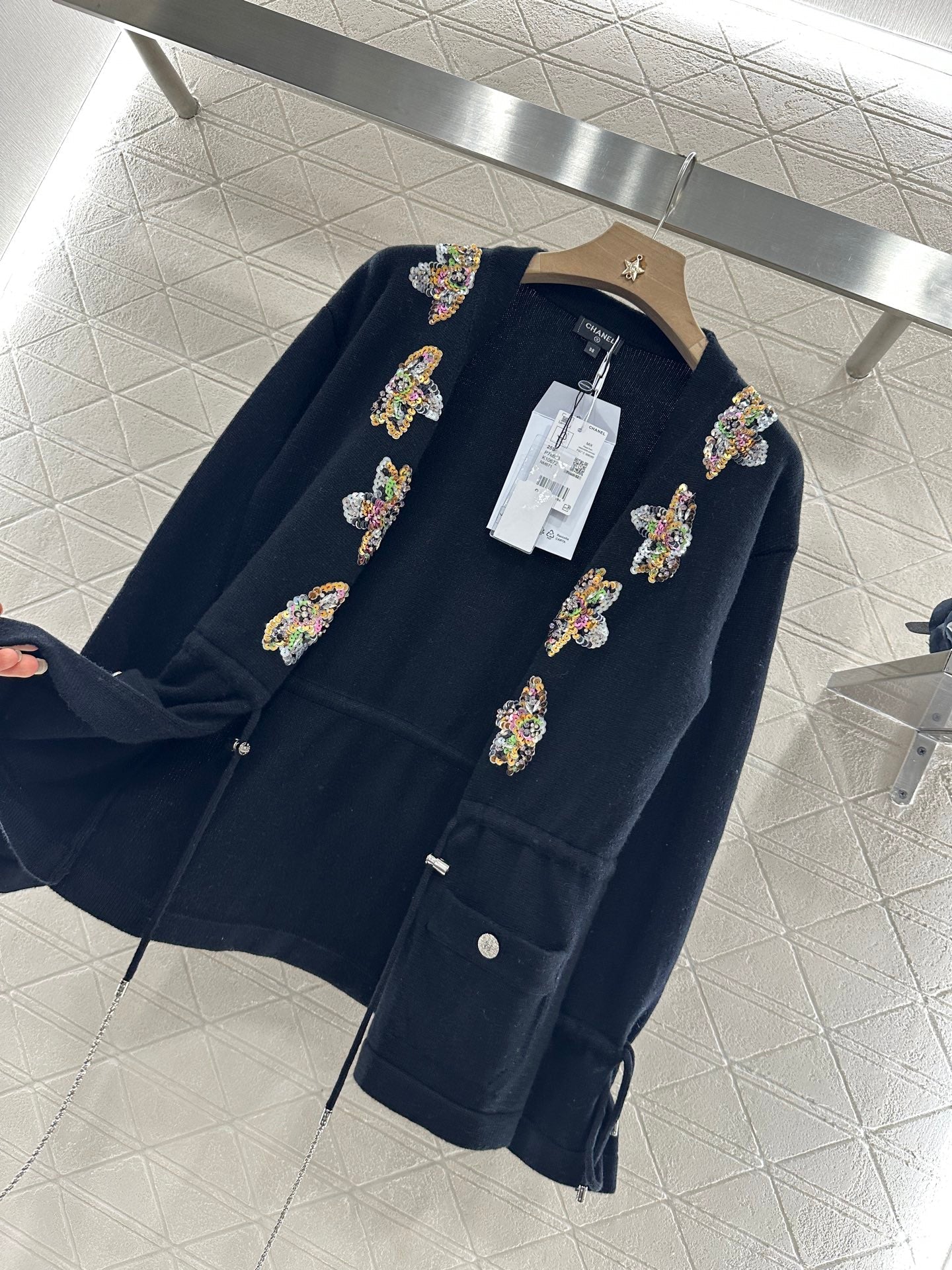 2025 new product Beaded knitted cardigan