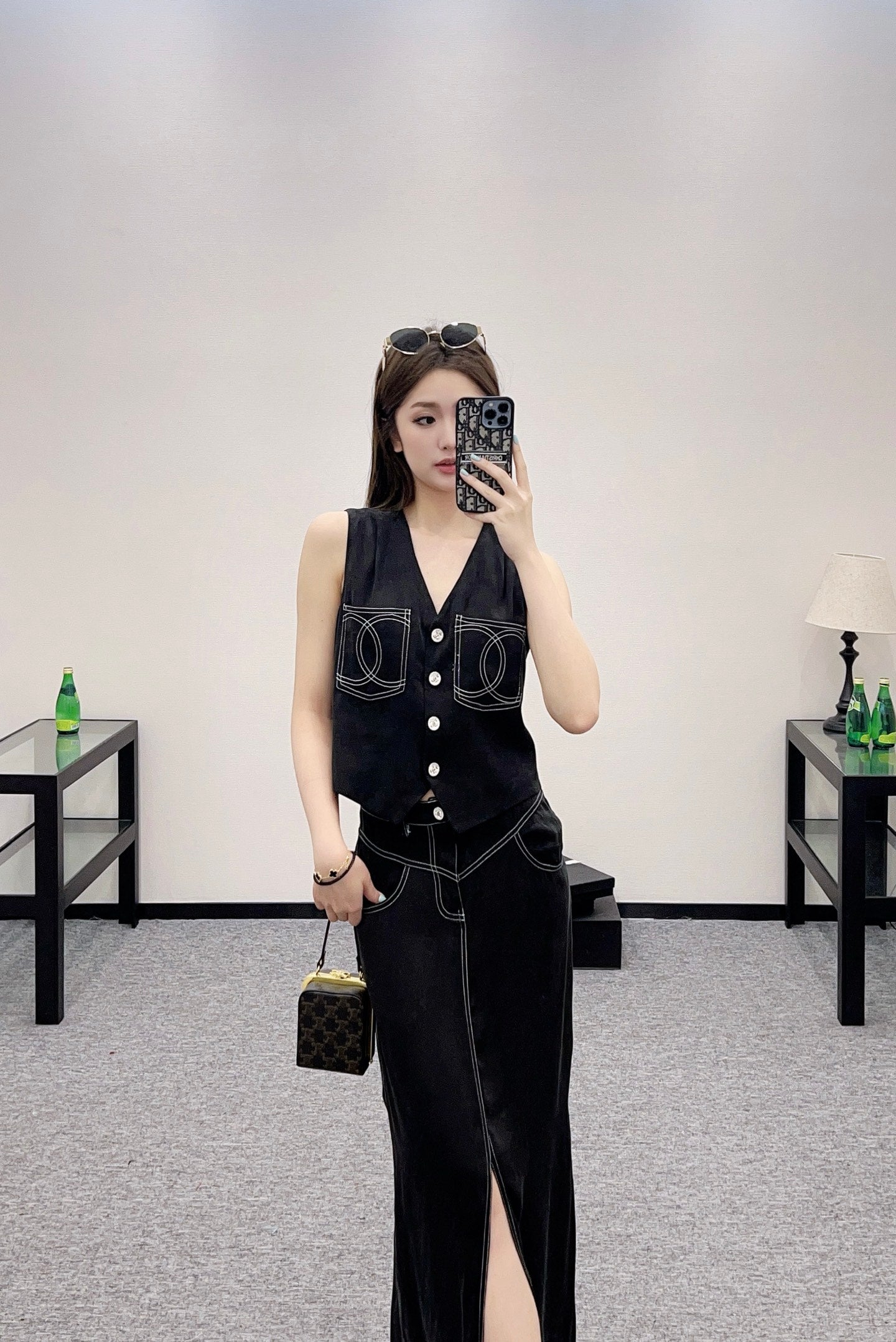 25 new product Vest slit long skirt suit