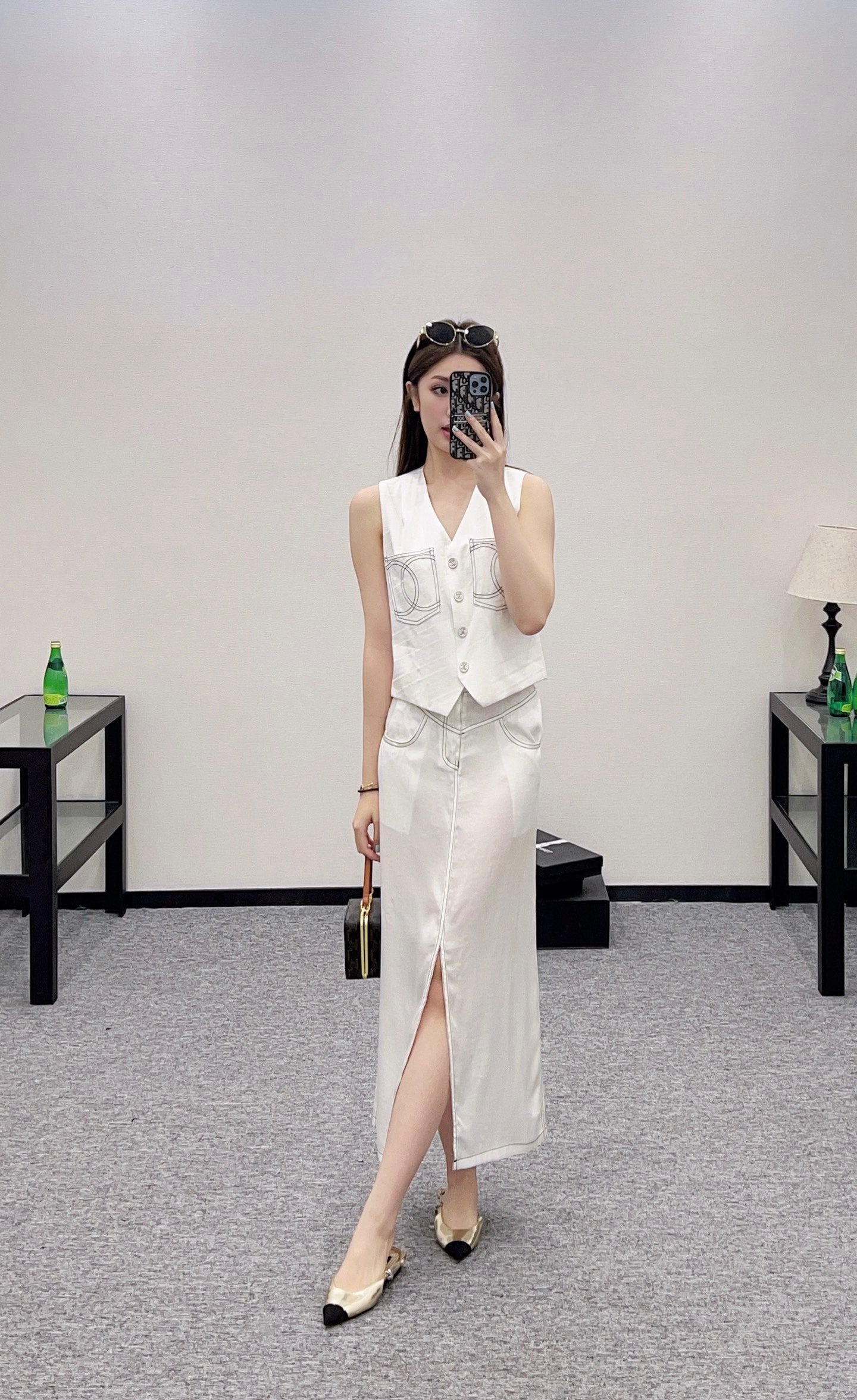 25 new product Vest slit long skirt suit