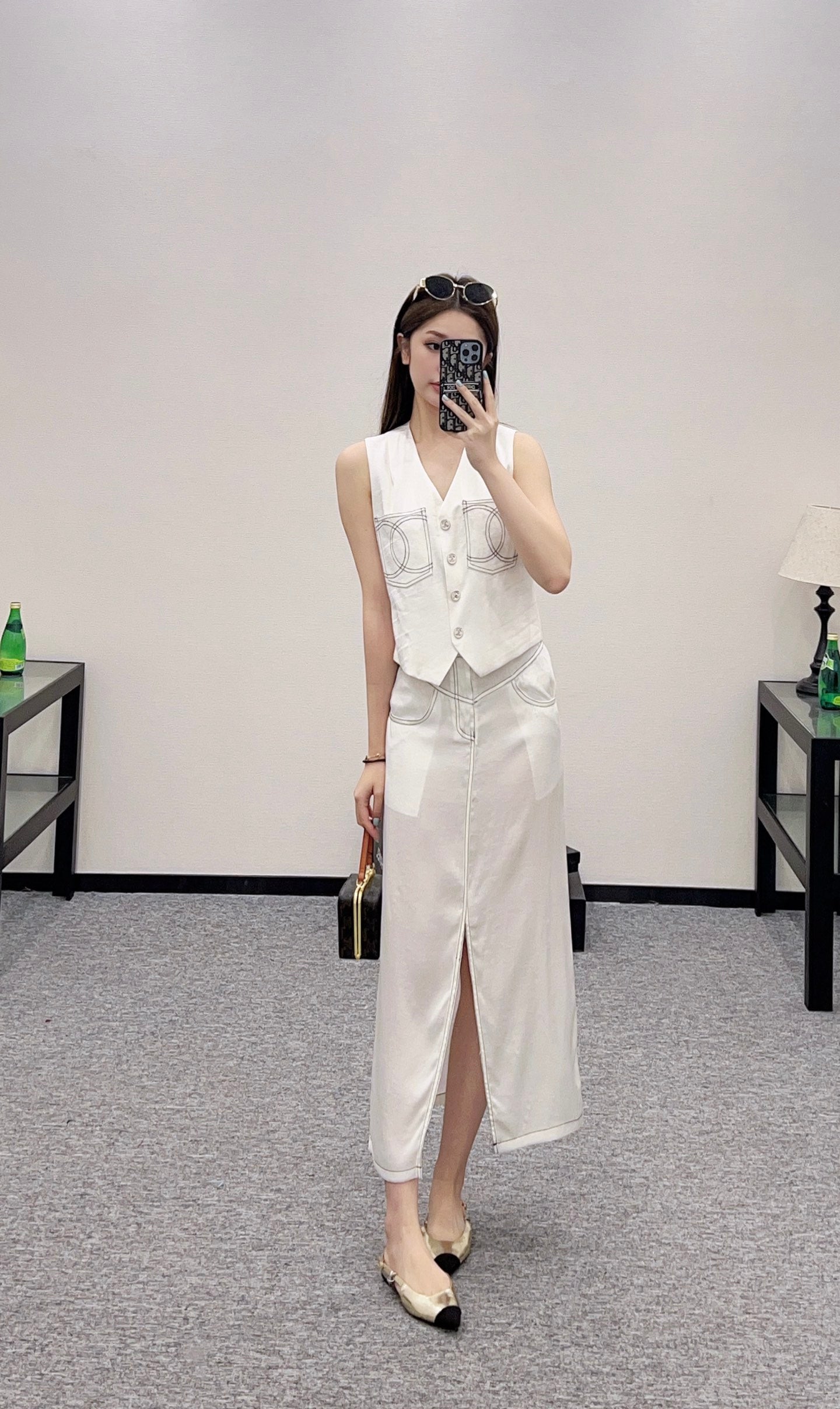 25 new product Vest slit long skirt suit