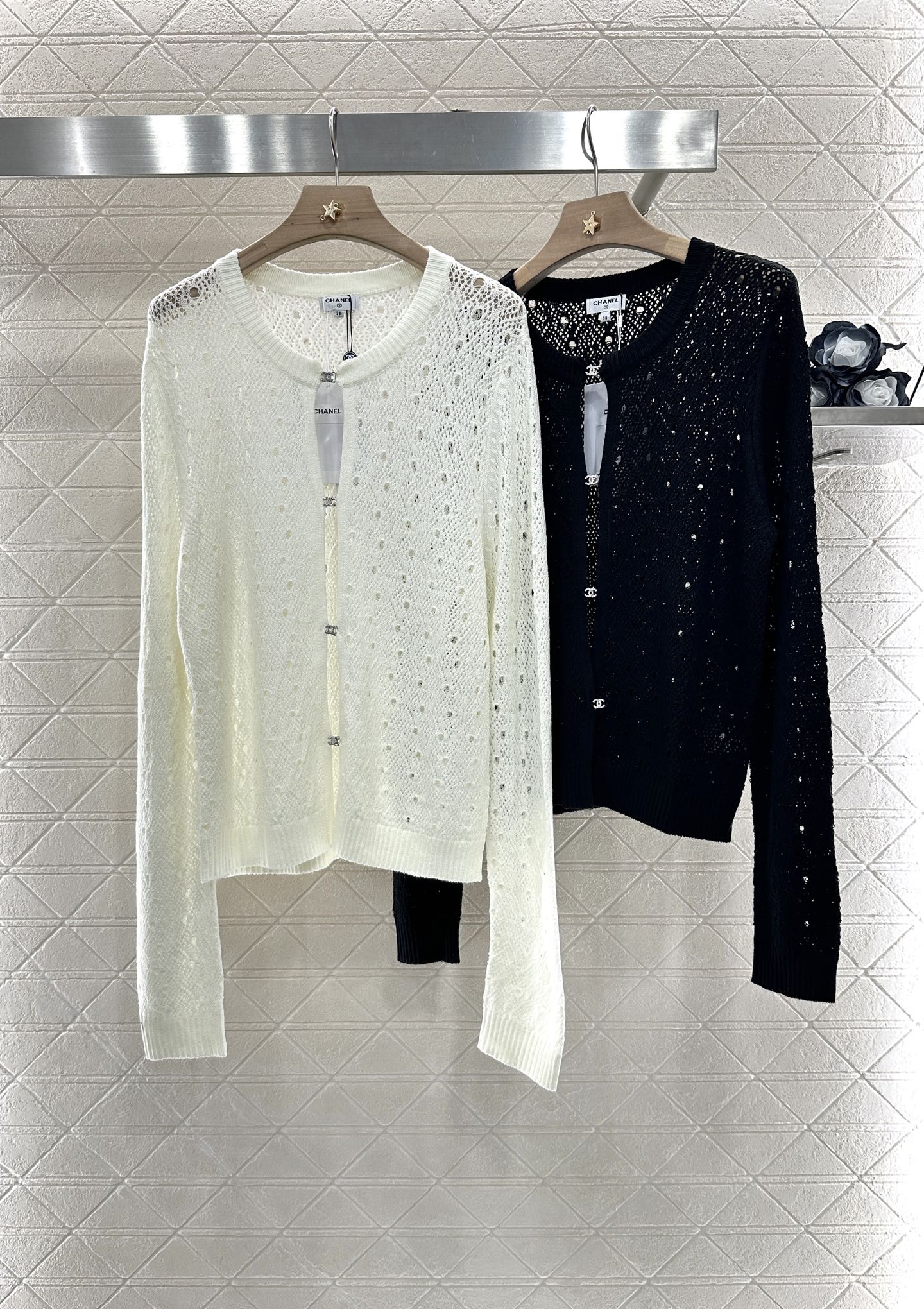 2025 new product Hollow rhinestone cardigan