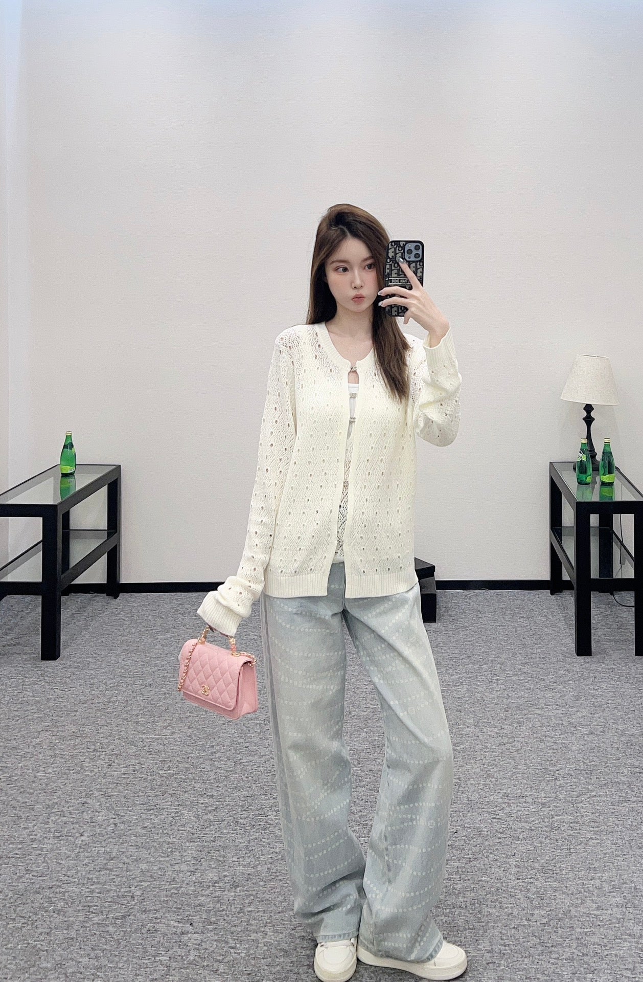 2025 new product Hollow rhinestone cardigan
