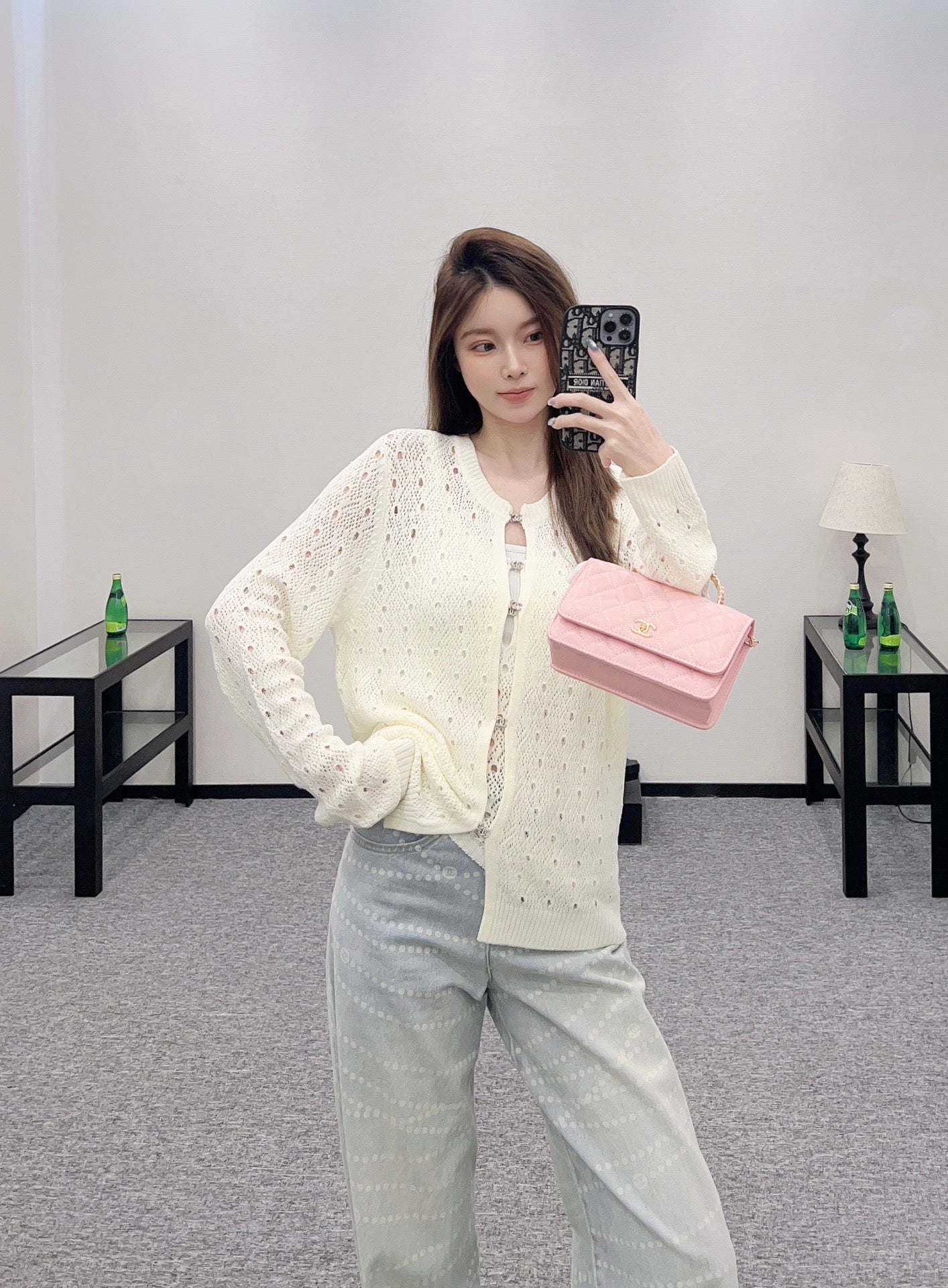 2025 new product Hollow rhinestone cardigan