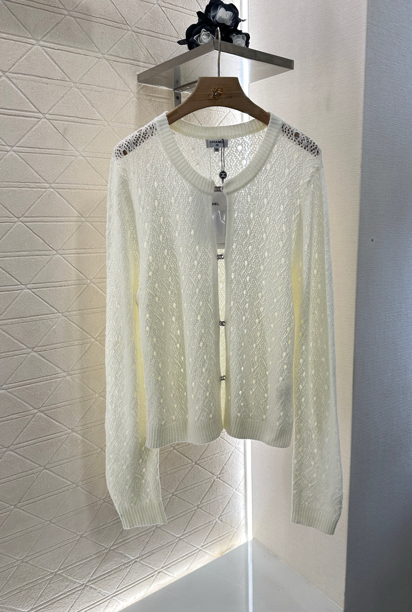 2025 new product Hollow rhinestone cardigan