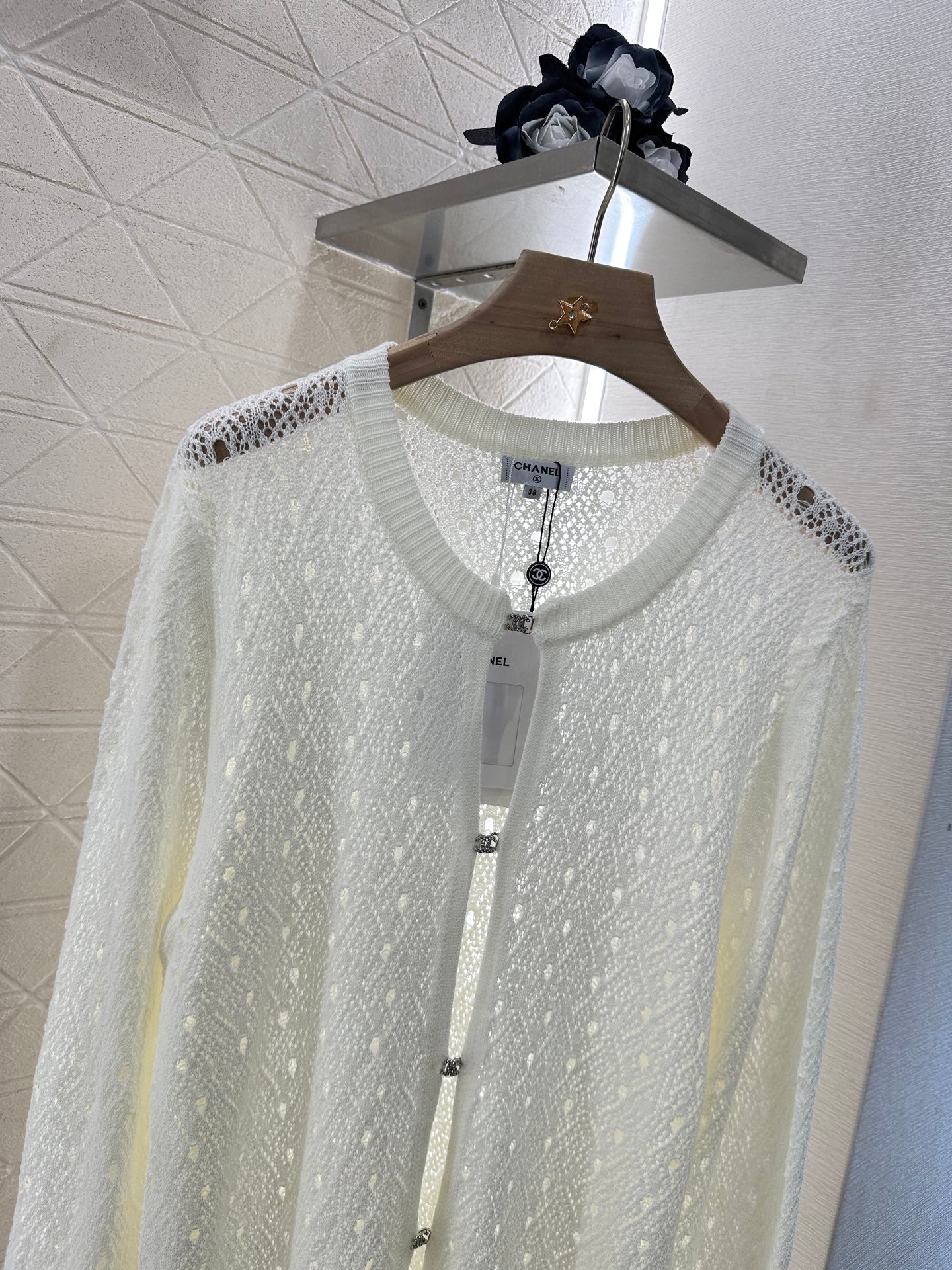 2025 new product Hollow rhinestone cardigan