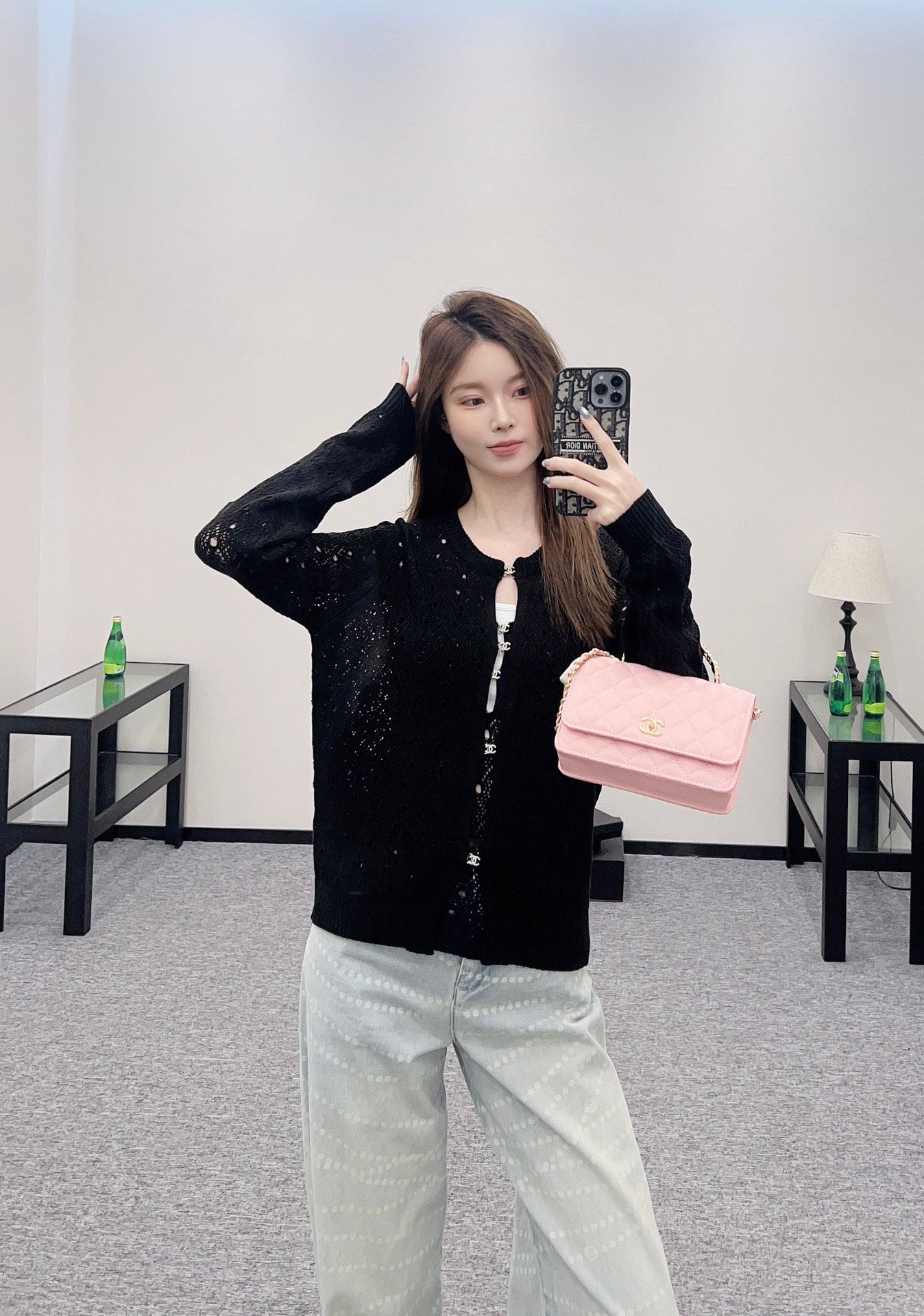 2025 new product Hollow rhinestone cardigan
