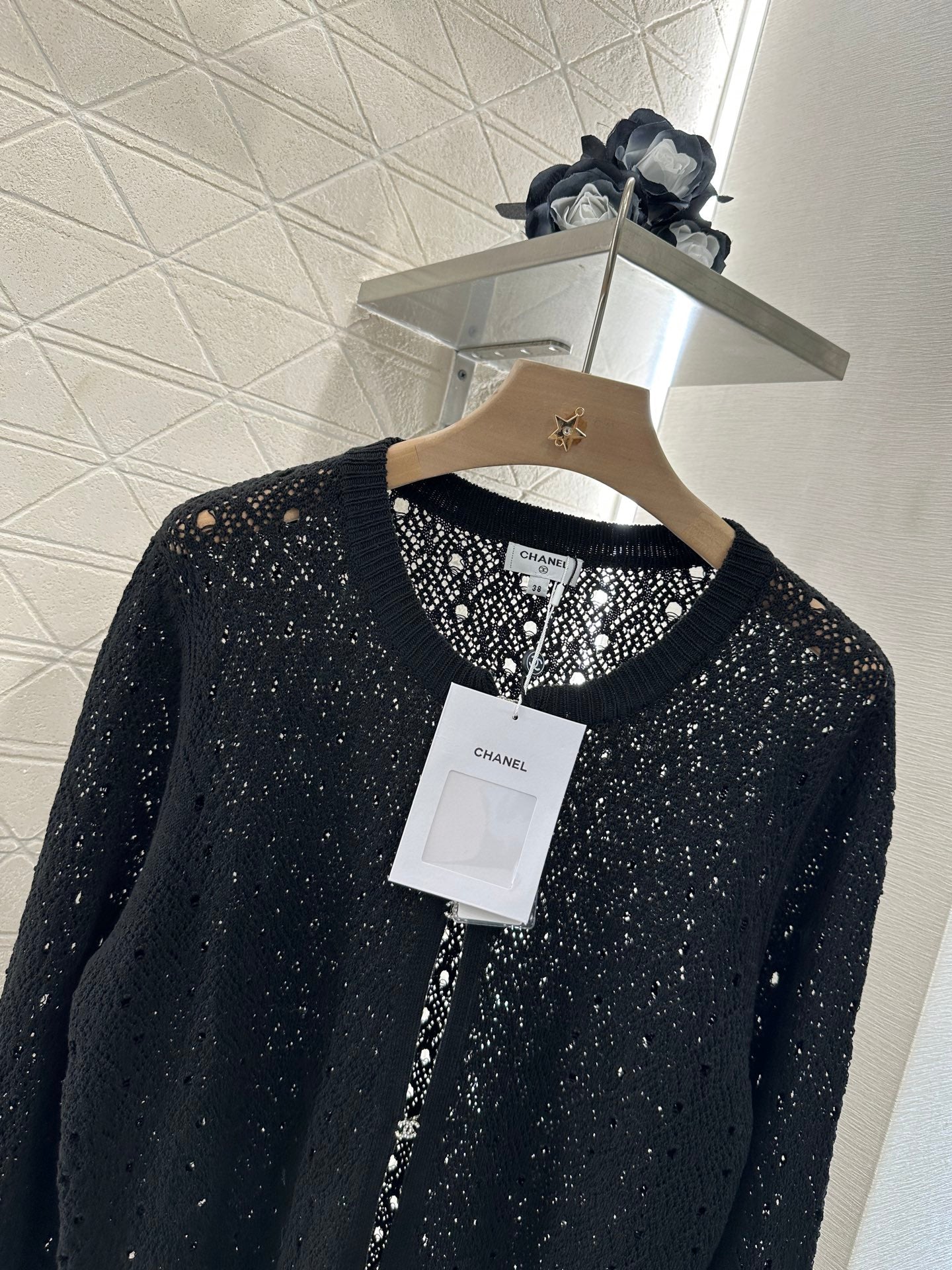 2025 new product Hollow rhinestone cardigan