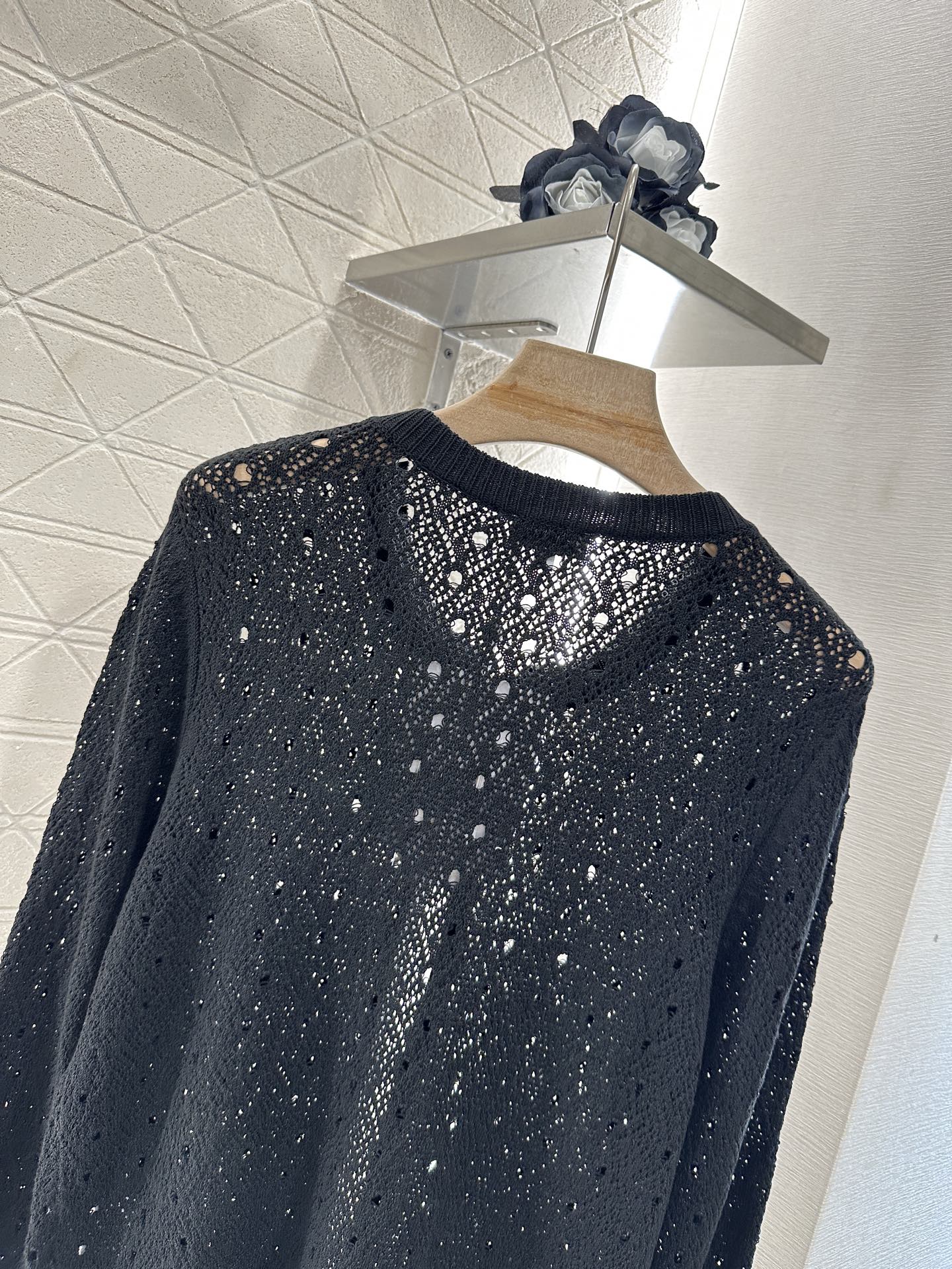 2025 new product Hollow rhinestone cardigan