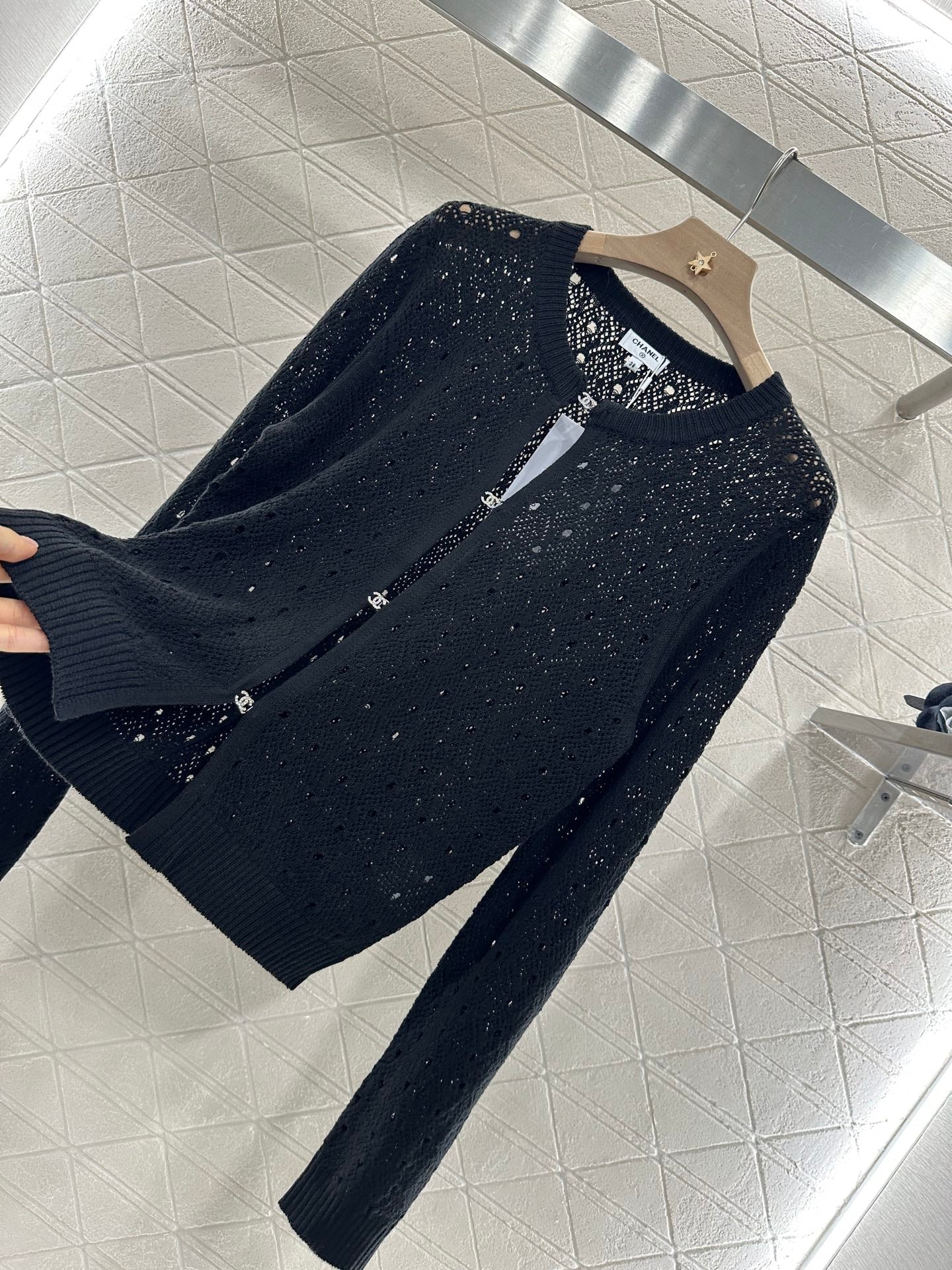 2025 new product Hollow rhinestone cardigan