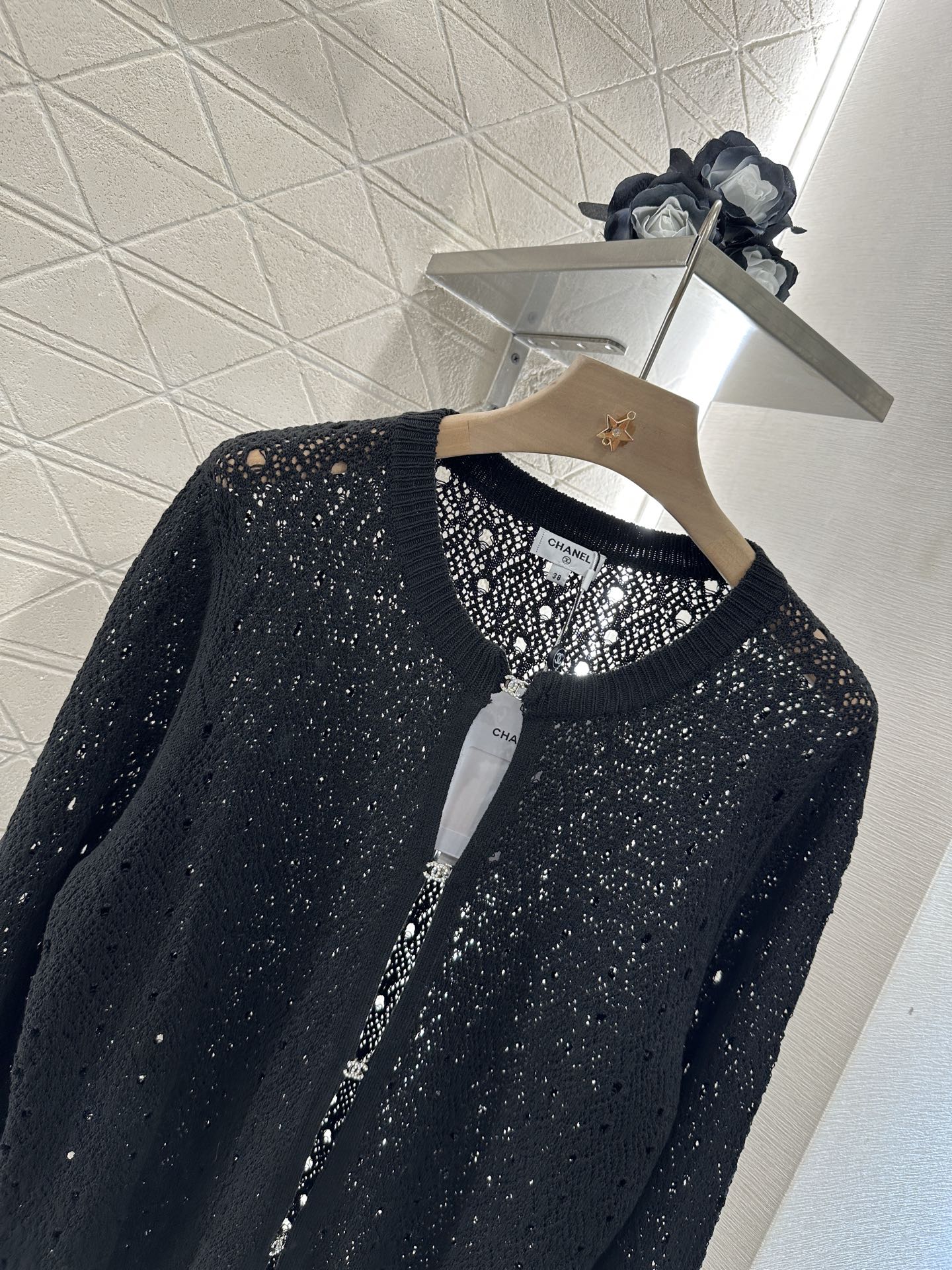 2025 new product Hollow rhinestone cardigan
