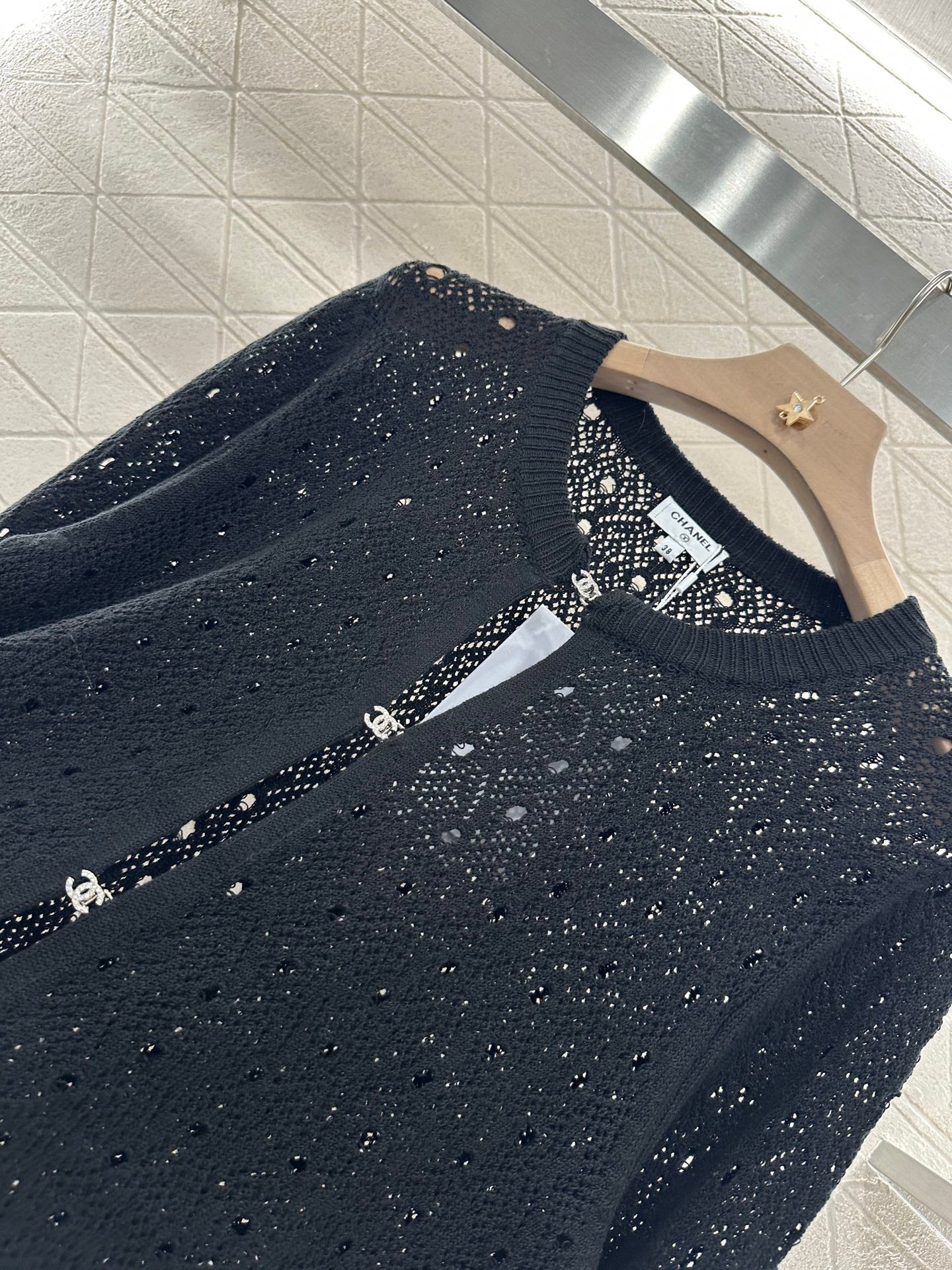 2025 new product Hollow rhinestone cardigan