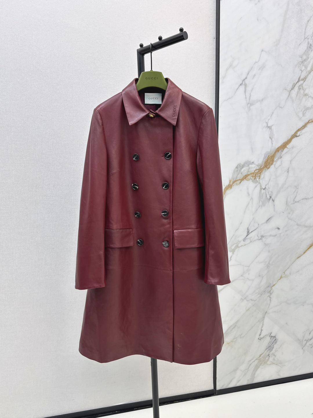 25fw leather trench coat