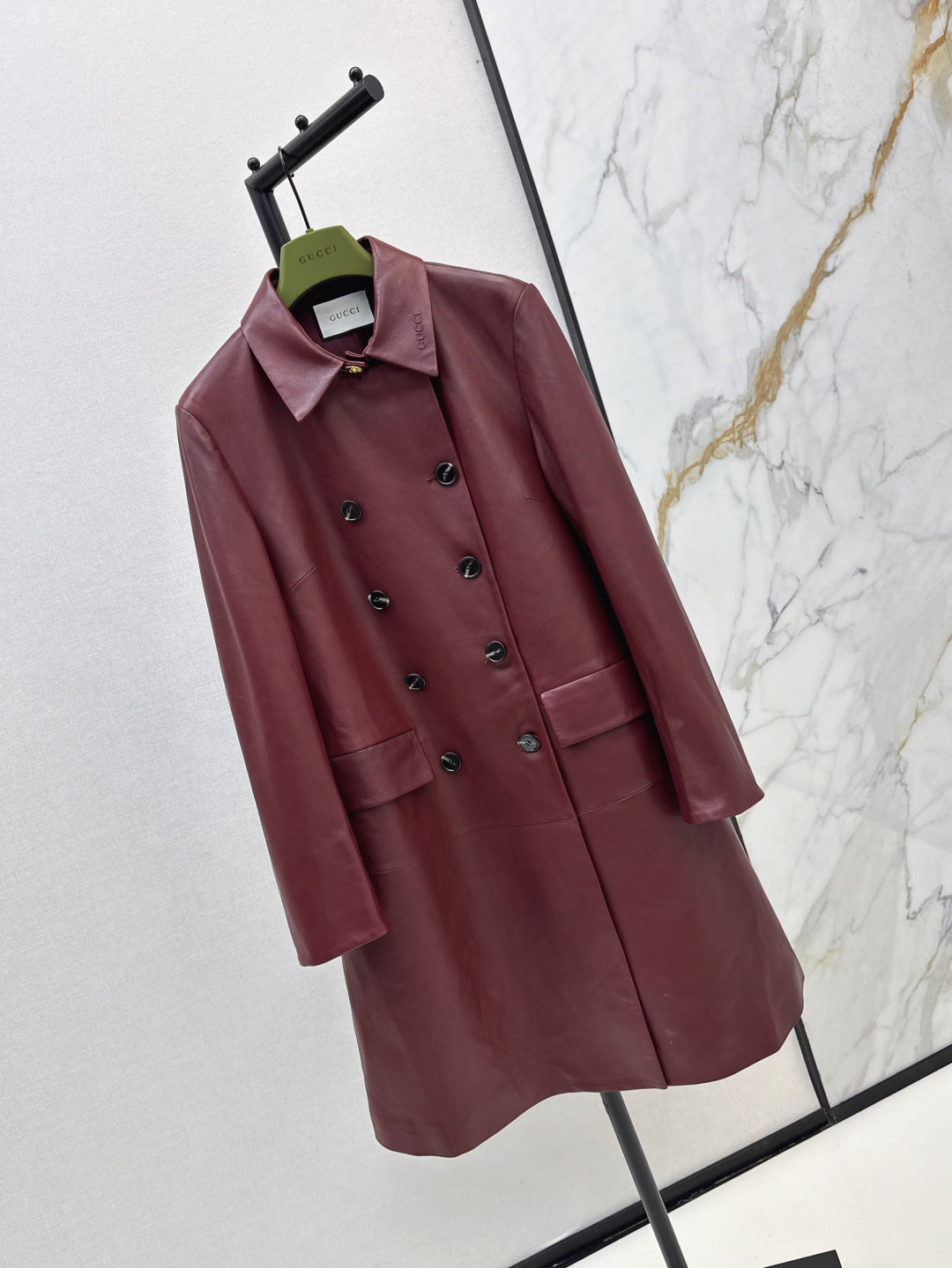 25fw leather trench coat