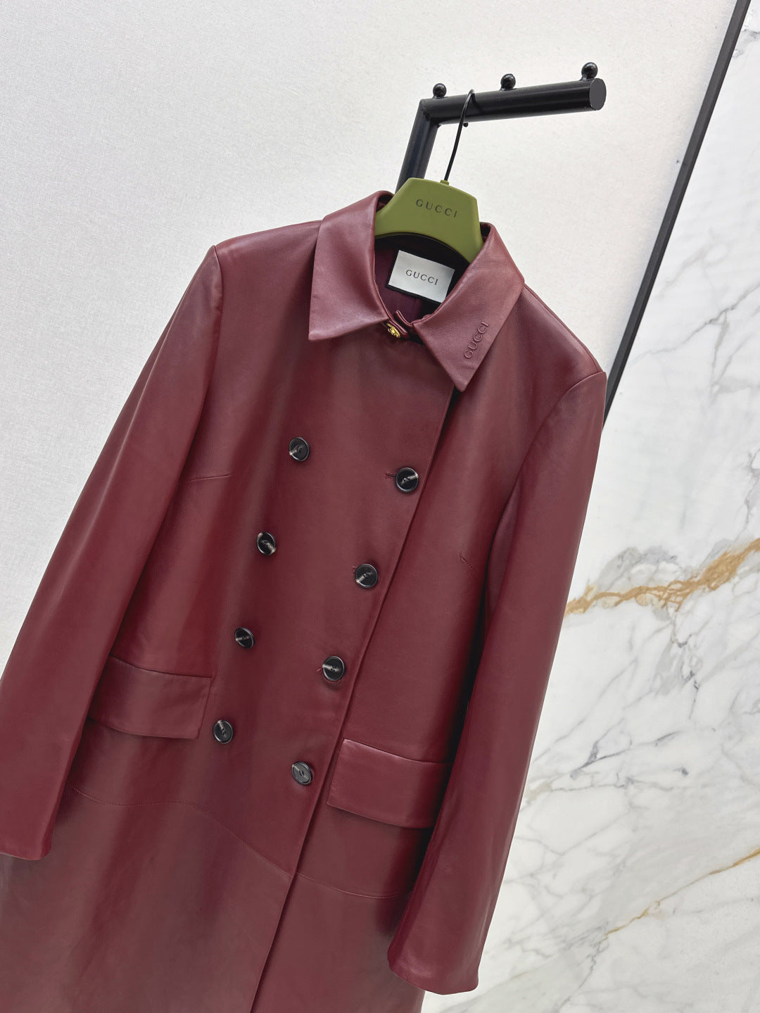 25fw leather trench coat