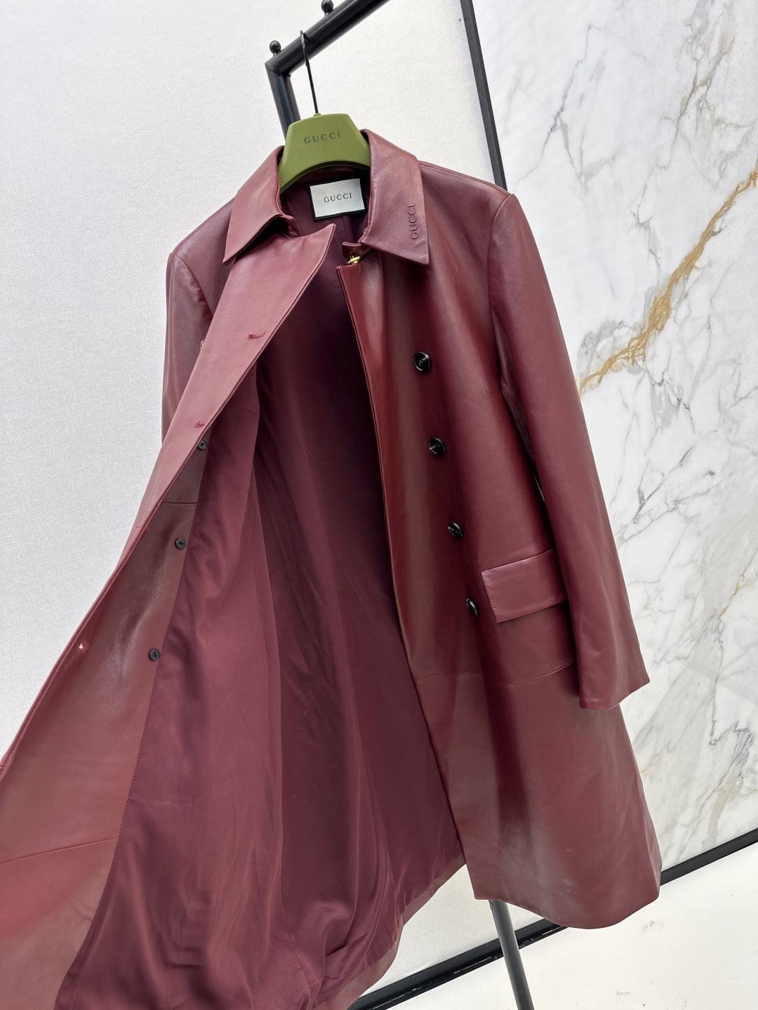 25fw leather trench coat