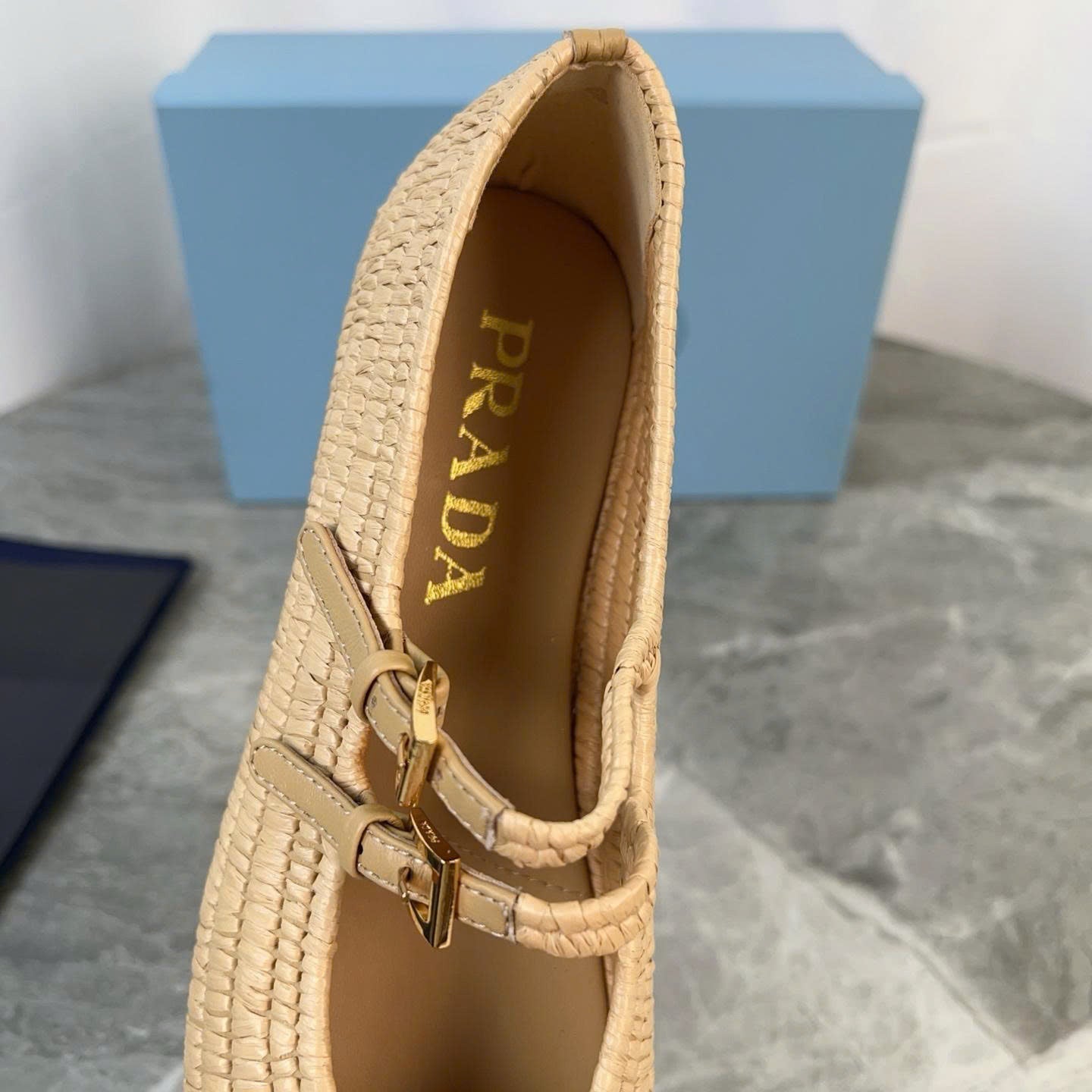 Crochet Ballerinas Flats In Beige Raffia