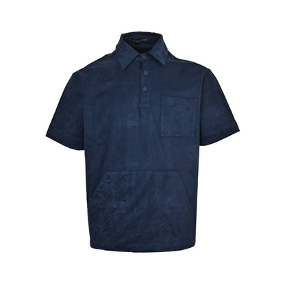 25 pocket vintage suede shirt with short sleeves