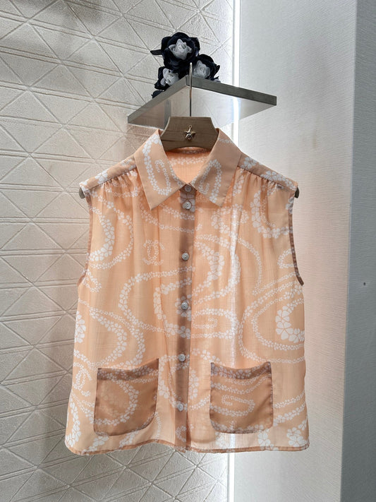 C 25 Printed Sleeveless Vest Shirt