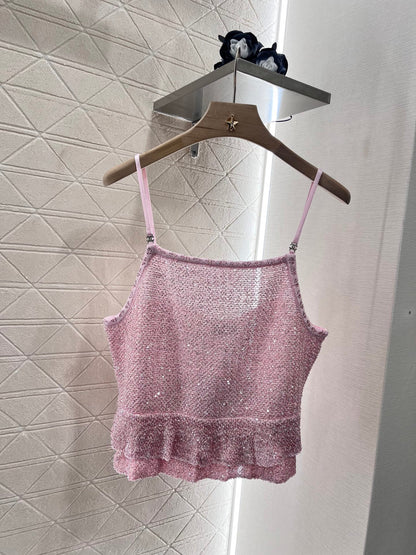 25 Sequined camisole knit undershirt