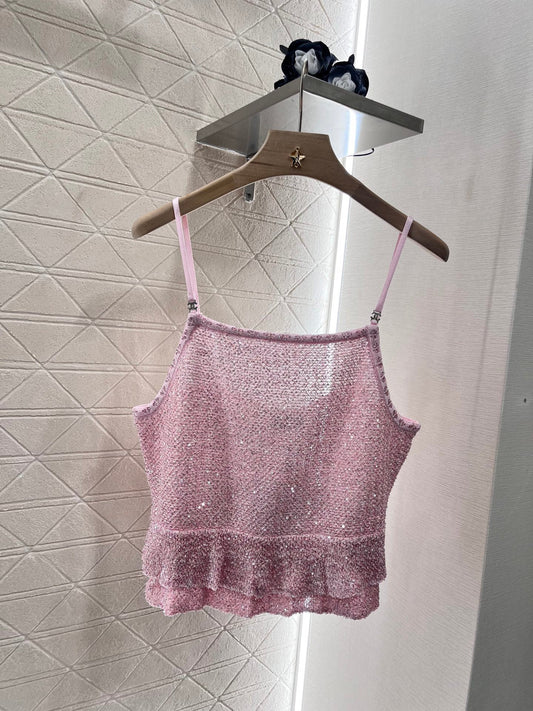 25 Sequined camisole knit undershirt