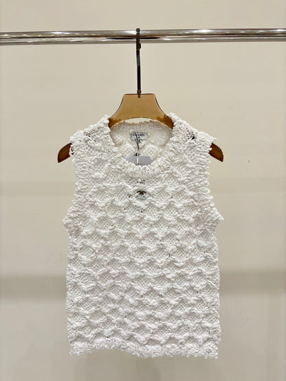 25 logo openwork pattern casual knit undershirt