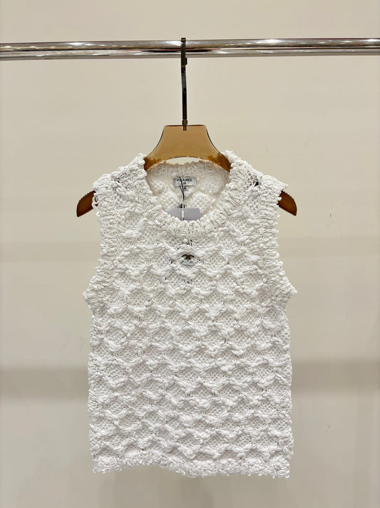 25 logo openwork pattern casual knit undershirt