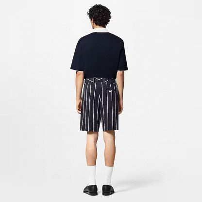 25ss Pearl Button Polo Panel Knitted Polo Short Sleeve