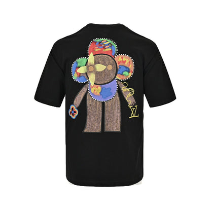 24ss hand drawn parody sunflower print short sleeved shirt
