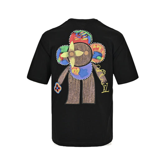24ss hand drawn parody sunflower print short sleeved shirt