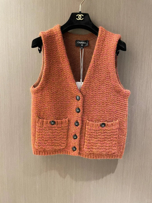 Orange double pocket vest
