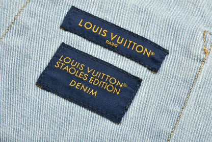 25ss Embroidered pocket half-sleeve denim shirt