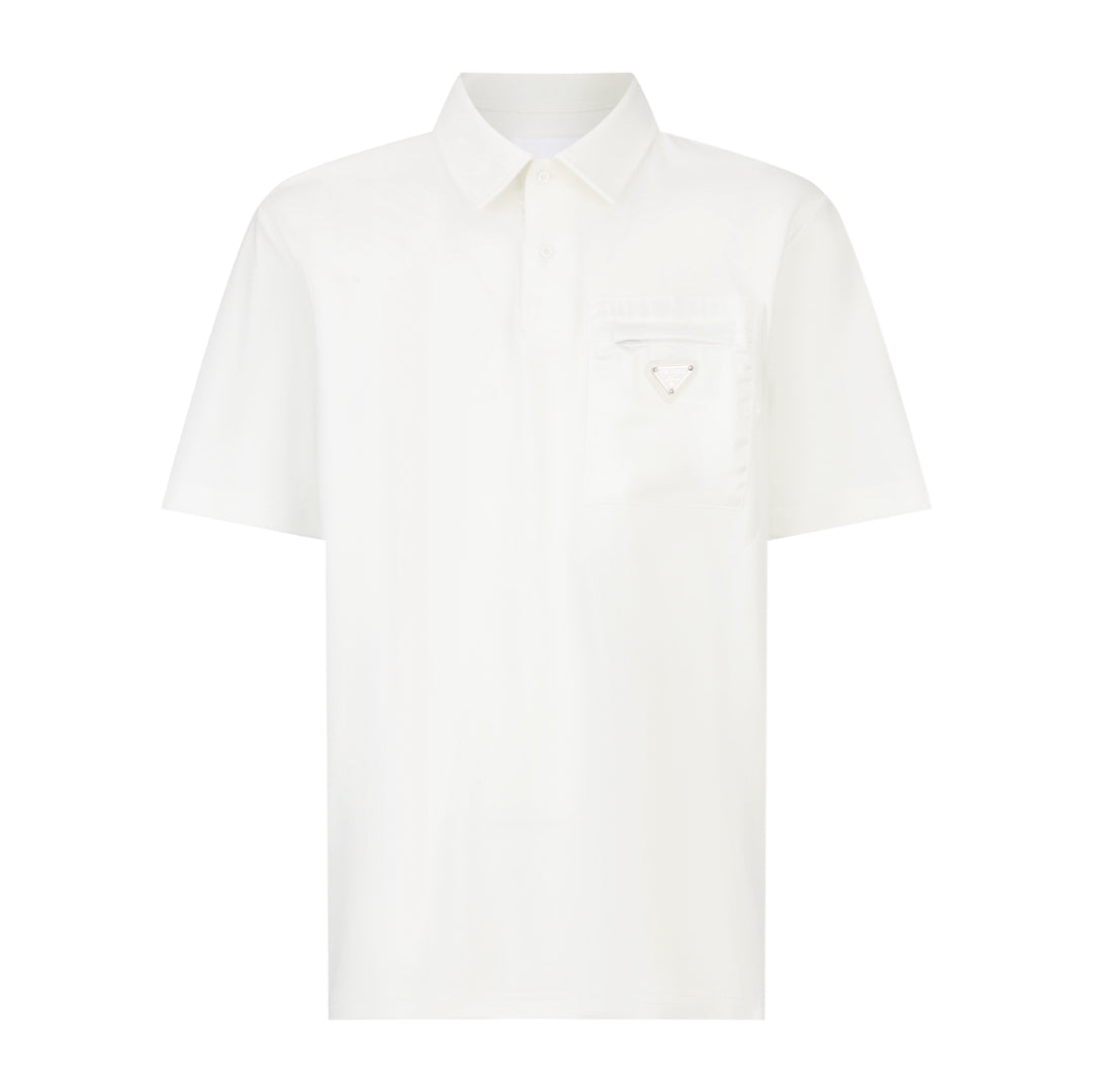 25 Nylon patchwork pocket polo shirt