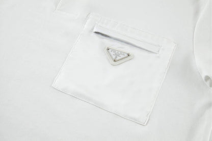 25 Nylon patchwork pocket polo shirt