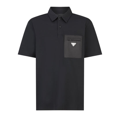 25 Nylon patchwork pocket polo shirt