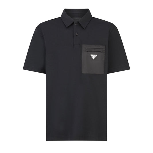 25 Nylon patchwork pocket polo shirt