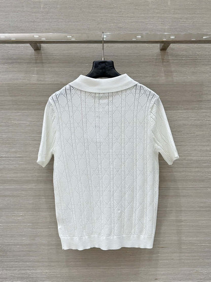 Celebrity style hollow polo short-sleeved top