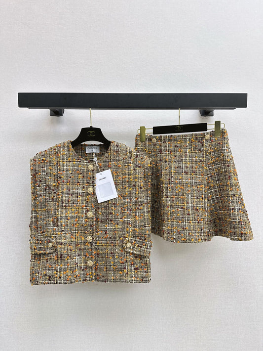 25ss Celebrity style tweed suit