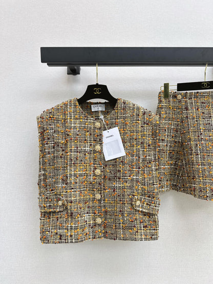 25ss Celebrity style tweed suit