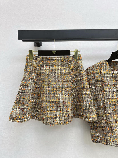 25ss Celebrity style tweed suit