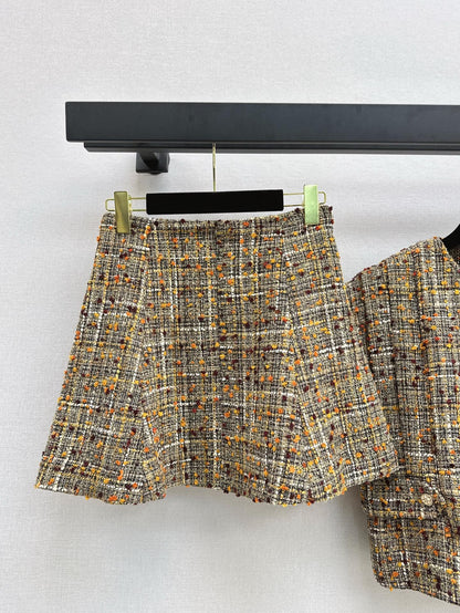 25ss Celebrity style tweed suit