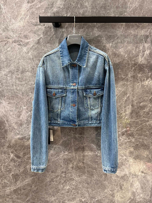 25ss Lapel short denim jacket