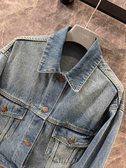 25ss Lapel short denim jacket
