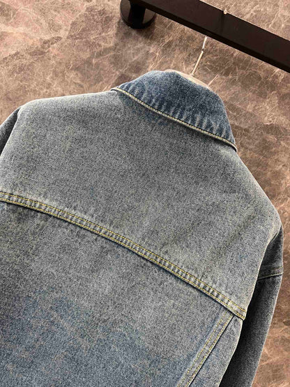 25ss Lapel short denim jacket