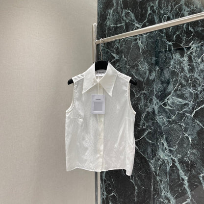 25ss Jacquard collar sleeveless shirt