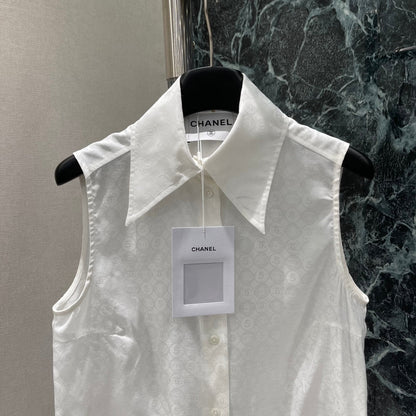 25ss Jacquard collar sleeveless shirt